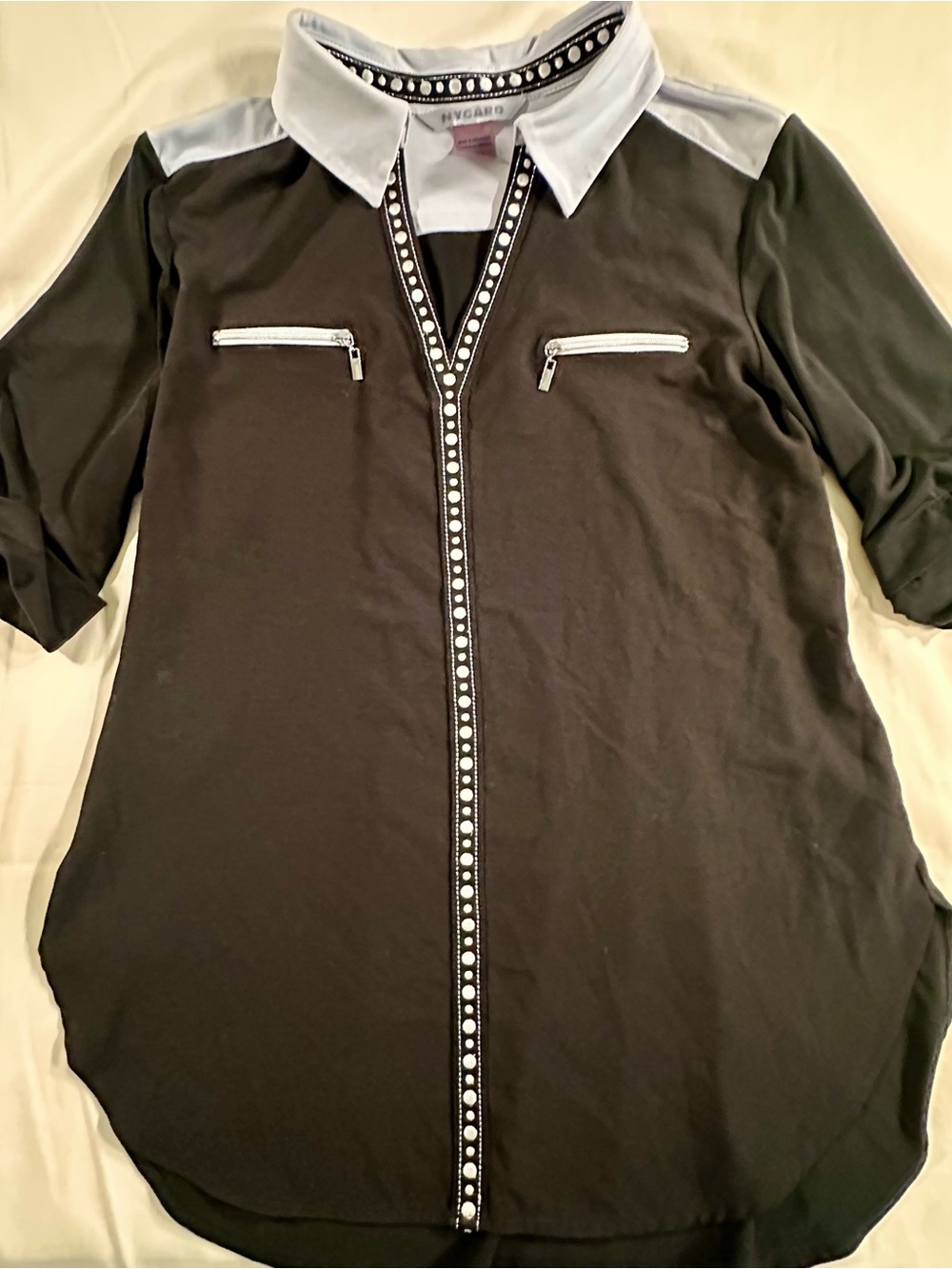 Black & White Blouse punk, casual embroidered dark fairy, Wednesday, Addams Y2K